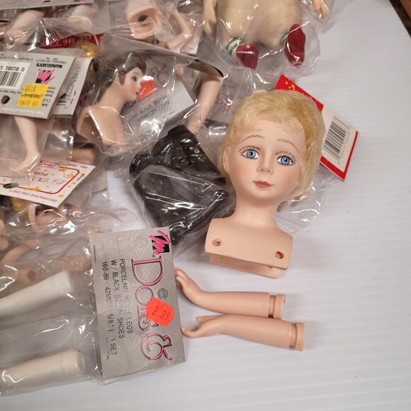 Porcelain Doll Body Parts Lot 45 Legs Heads Arms Crafts New Old Stock Santa - Picture 10 of 10